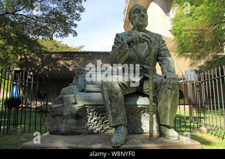 A monument to acclaimed author Jorge Luis Borges stands outside the National Library in Buenos Aires, Argentina Stock Photo
