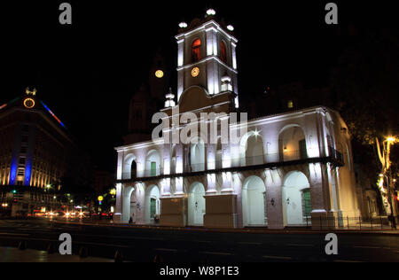 The old Cabildo is one of the most prominent landmarks located on the Plaza de Mayo, located in in the South American city of Buenos Aires, Argentina Stock Photo