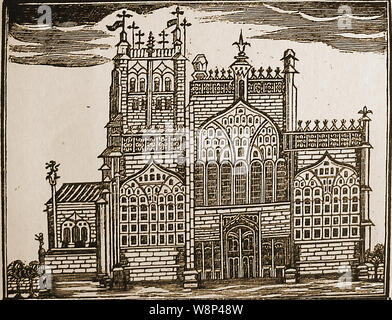 City of Kingston upon Hull popularly known as simply  Hull, England - Historic engraving - Holy Trinity church (now Hull Minster)  as it was in 1735.It was and is the largest parish church in England by area. Stock Photo