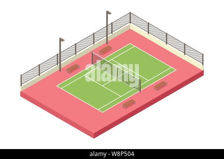 A vector illustration of Isometric Tennis Outdoor Court Stock Vector