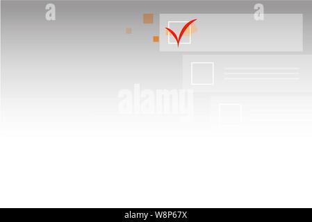 Several square rectangles and long narrow lines with one red tick symbol Business Empty template for Layout for invitation greeting card promotion pos Stock Vector