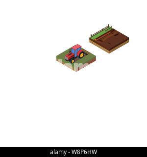 A vector illustration of Isometric Illustration of Farms Objects Stock Vector