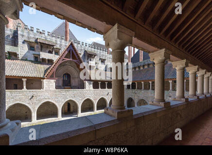 Courtyard gallery in the Palace of the Dukes of Braganza. Guimaraes, Portugal Stock Photo