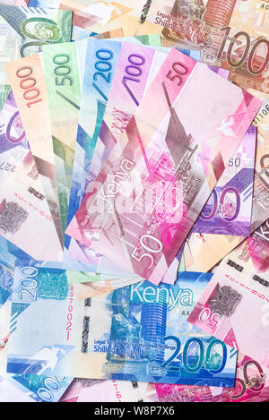 New 2019 Kenyan Shilling bank notes in various denominations Stock Photo