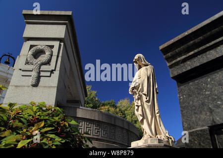 The old Recoleta Cemetery, with its elaborate tombs, mausoleums, and sculptures, is one of the top tourist destinations in Buenos Aires, Argentina Stock Photo