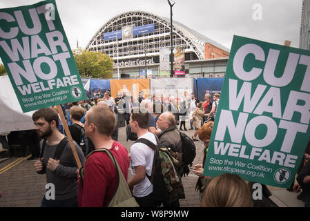 Museum Street, Manchester, UK. 6th October 2015. Up to 200 protesters take part in the latest demonstration outside the Conservative Party conference Stock Photo