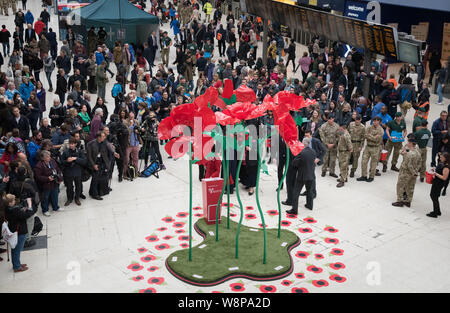 Waterloo station, London, UK. 29th October, 2015. Thousands of uniformed personnel, from the Royal Navy, Army, RAF and their supporters take part at 4 Stock Photo