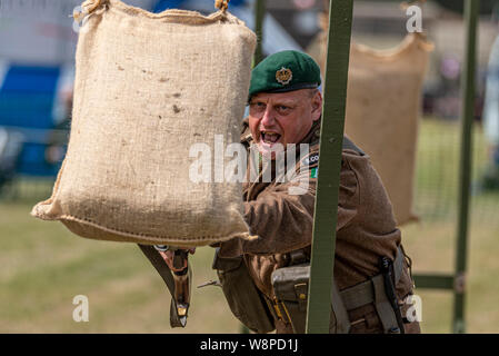 Echoes of History military show at Purleigh, Essex, UK organised by the Essex Historic Military Vehicle Association. Re-enacting bayonet practice Stock Photo