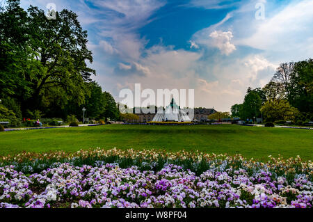 Beautiful park in front of spa house in city of Bad oeynhausen, Germany