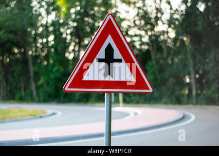 Dutch road sign B3: You should get priority from drivers coming from the left or right Stock Photo