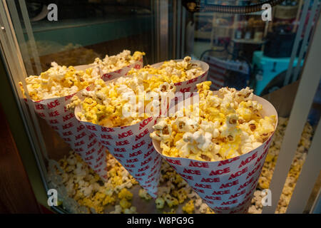 Ft. Pierce,FL/USA-810/19: Popcorn homemade for customers to snack on while walking through the ACE hardware store. Stock Photo