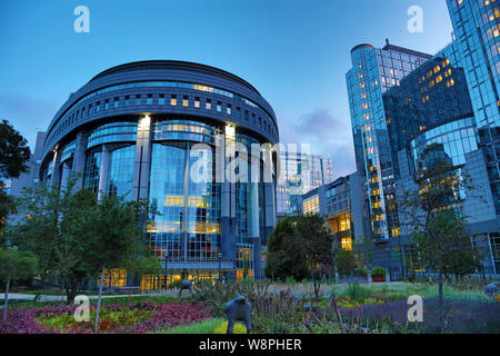 Paul Henri Spaak Building in the Hemicycle of the European Parliament Complex at the Espace Leopold, Brussels, Belgium Stock Photo