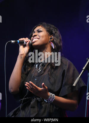 Rochdale, UK. 10th August, 2019. Ione performing at the annual Feel Good Festival Rochdale, UK. Credit: Barbara Cook/Alamy Live News Stock Photo