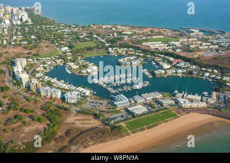 Aerial view of the Cullen Bay Marina, in Darwin City, Northern Territory, Australia. Stock Photo