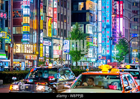Taxis Kabukicho Shinjuku Tokyo Japan at Night Stock Photo