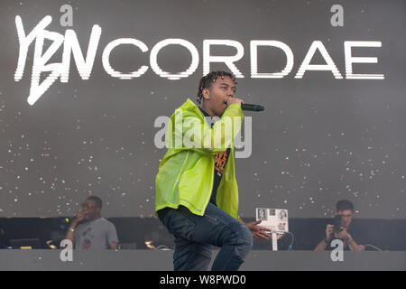 American rapper YBN Cordae performing at Breakout Festival day 1 at the PNE Amphitheatre in Vancouver, BC on  June 15th, 2019 Stock Photo