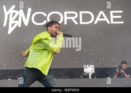 American rapper YBN Cordae performing at Breakout Festival day 1 at the PNE Amphitheatre in Vancouver, BC on  June 15th, 2019 Stock Photo