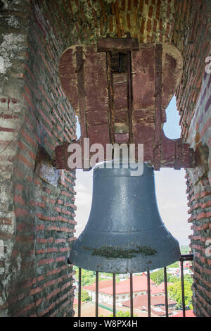 July 14, 2019-Vigan Philippines: Metal bell at the Bantay belltower located in the Province of Ilocos Sur in the Philippines Stock Photo