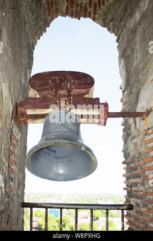 JULY 14, 2019-Vigan Philippines : Ancient bell at the top of the Bantay belltower in the Province of Ilocos Philippines. One of the oldest belltowers Stock Photo