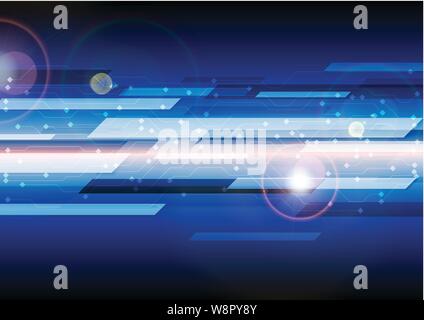 Dark blue technology circuit board lines abstract background. Vector design Stock Vector