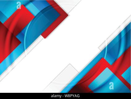 Red and blue glossy geometric abstract background. Vector design Stock Vector