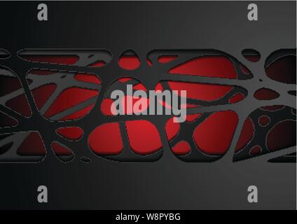 Dark red and black abstract tech corporate paper cut background. Vector design Stock Vector