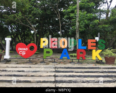 June 15, 2019-Davao Philippines : Vibrant letters at the peoples park in Davao City Philippines Stock Photo