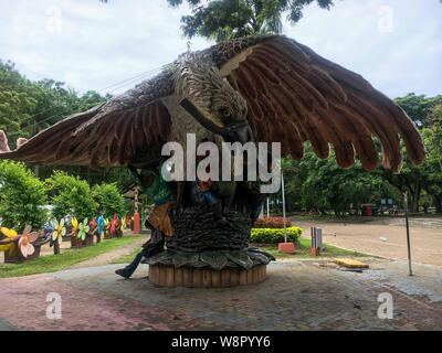 June 15, 2019-Davao Philippines : A huge statue of the Philippine eagle stationed at the people's park in Davao City Philippines Stock Photo