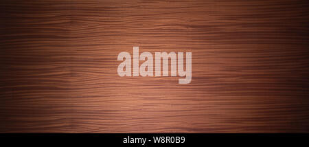 Panoramic wooden panel background texture with a dense horizontal woodgrain pattern and side vignette for a building material and interior decor Stock Photo