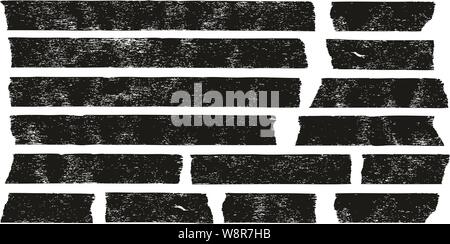 Masking Tape Black Grunge Set 01 Stock Vector