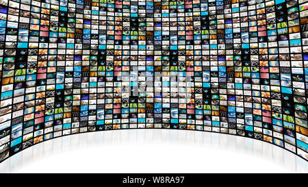 Large screen with many channels. Stock Photo