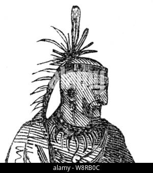 An 1872 drawing of Cornstalk from Frost's Pictorial History of Indian Wars and Captivities Stock Photo