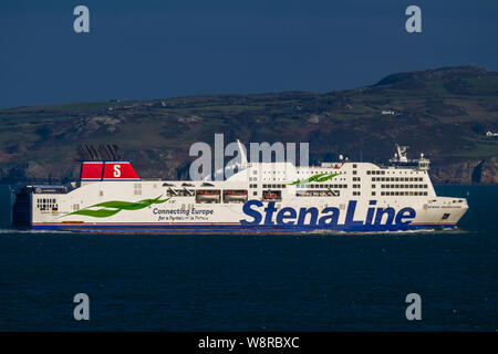 Holyhead, Wales – Editorial, Stena Line Ferries Ferry ship coast in background, landscape, on November  18 2018 in UK Stock Photo