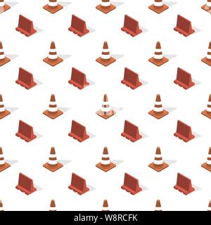 Seamless background from a set of under construction design elements, vector illustration. Stock Vector