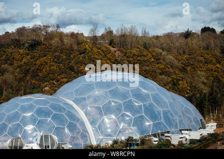 A view of the domes and biomes at the Eden Project in Cornwall, England Stock Photo