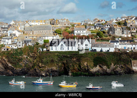 Fishing boats in the harbour in Port Isaac, Cornwall Stock Photo