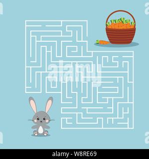 Maze game for the children with a labyrinth on blue background. Stock Vector