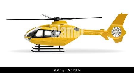 Yellow helicopter. Passenger civilian helicopter. Realistic object on a white background. Vector illustration. Stock Vector