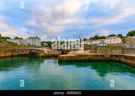 CHARLESTOWN, CORNWALL, UK - JUNE 30 2019: A view of the harbour in Charlestown near St Austell in Cornwall. Stock Photo