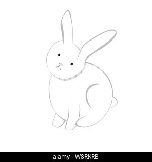 Cute Baby Bunny. Cartoon hand drawn vector illustration for baby t-shirt print, fashion print design, kids wear, baby shower celebration greeting and Stock Vector