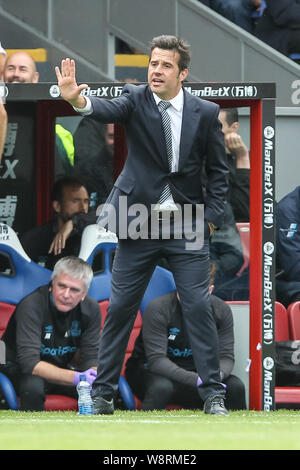 London, UK. 10th Aug, 2019. Everton Manager Marco Silva during the Premier League match between Crystal Palace and Everton at Selhurst Park, London, England on 10 August 2019. Photo by Ken Sparks. Editorial use only, license required for commercial use. No use in betting, games or a single club/league/player publications. Credit: UK Sports Pics Ltd/Alamy Live News Stock Photo