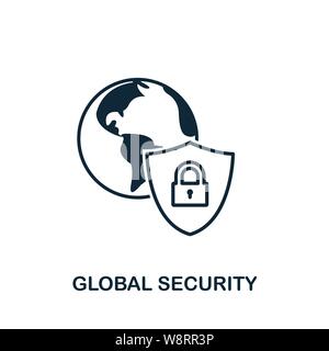 Global Security icon outline style. Simple glyph from icons collection. Line Global Security icon for web design and software Stock Vector