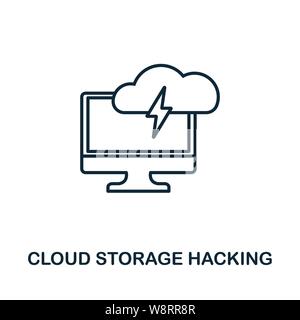 Cloud Storage Hacking icon outline style. Simple glyph from icons collection. Line Cloud Storage Hacking icon for web design and software Stock Vector