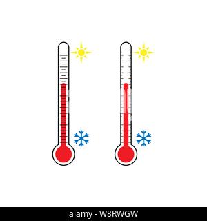 Set of color thermometer icons, simple flat design. Stock Vector