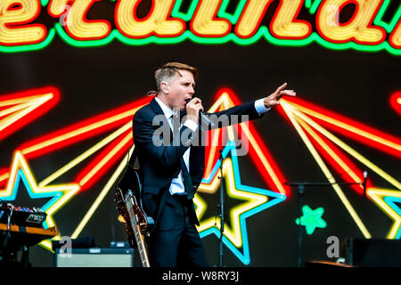 Franz Ferdinand, the scottish rock band of Alex Kapranos, performed as one of the open act of the Main Stage in the Sziget Festival the 8th of August. (Photo by Luigi Rizzo / Pacific Press) Stock Photo