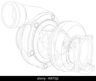 Vector car turbocharger isolated on background. Illustration created of 3d Stock Vector
