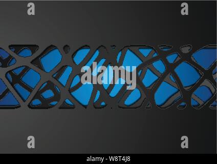 Dark blue and black abstract tech corporate paper cut background. Vector design Stock Vector