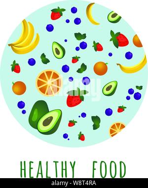 Organic food concept in circle Stock Vector