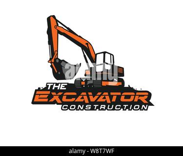 Excavator logo template vector. Heavy equipment logo vector for construction company. Creative excavator illustration for logo template. Stock Vector
