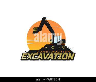 Excavator logo template vector. Heavy equipment logo vector for construction company. Creative excavator illustration for logo template. Stock Photo